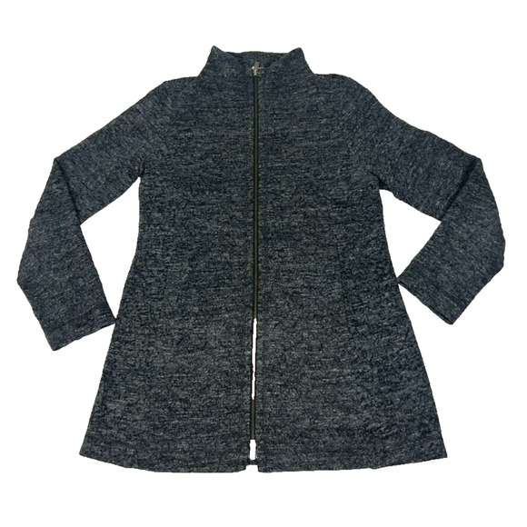 Eileen Fisher Stand Jacket Womens PP Gray Terrazzo Stretch Ripple Zip Up Collar - Picture 1 of 7